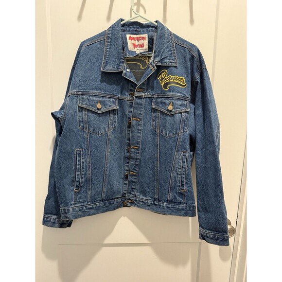 American Toons By Excelled VTG Peanuts Vintage Denim Jacket XL Leather Patch - Picture 1 of 6